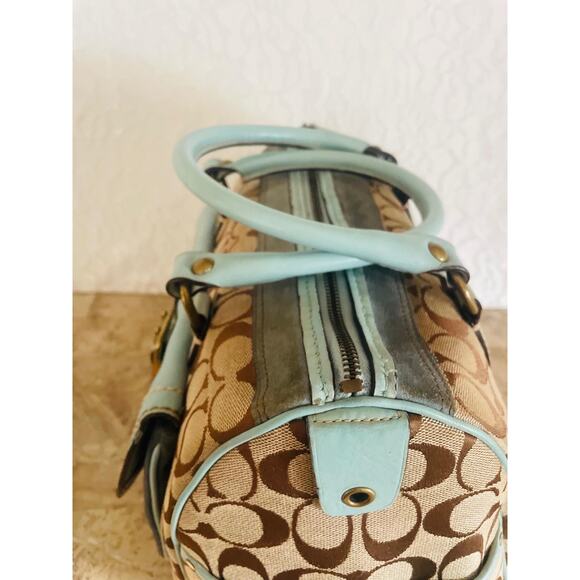 COACH 7064 brown and blue Boston satchel bag - Picture 11 of 14